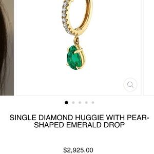 Anita Ko single diamond huggie with pear shaped emerald drop earring